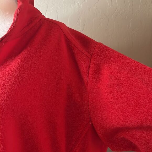 LANDS’ End red half zip long sleeve high neck shacket warm top Polartec large - Picture 3 of 12